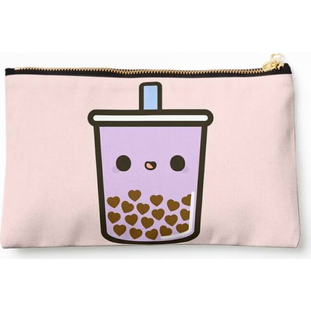 Makeup Bag Cute Love Heart Bubble Tea Cosmetic Organizer Tyvek Paper Bags Zipper Pouch
