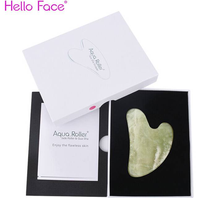 (a-new jade box) Genuine Gua Sha Massage Tool Natural Jade Amethyst Massager Scrapers Tools Jade Stone Board For Face Neck Back Body Tool SPA