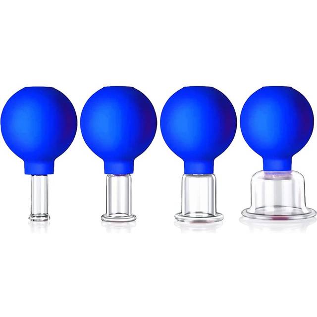 4 Size Facial Cupping Therapy Set Glass, Eye Face Vacuum Massage Anti Cellulite Cup - Silicone Cupping Massage Therapy,