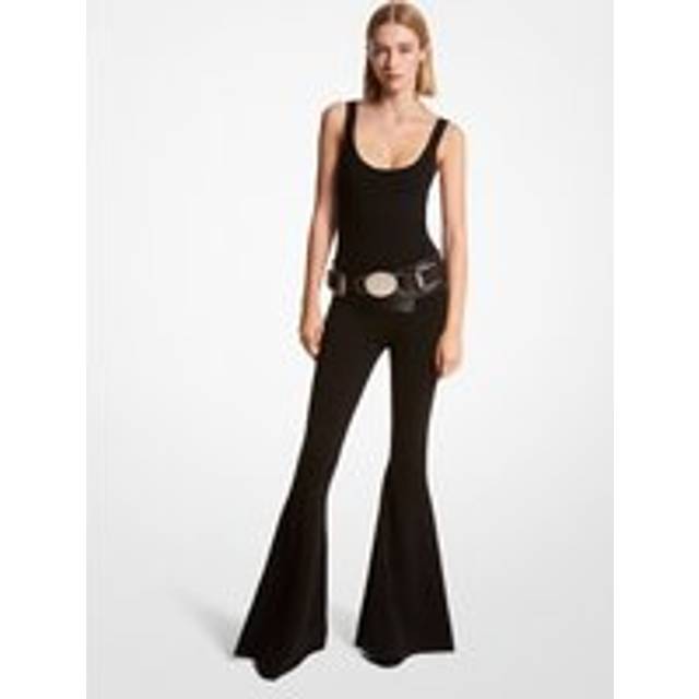 MK Stretch Cashmere Flared Jumpsuit - Black - Michael Kors