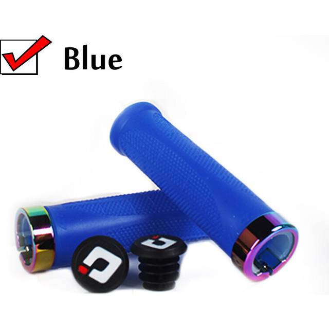 (a-Model 3-Blue) ODI Bicycle Handles Lockable Bike Handlebar Grips Soft Silicone Mountain Bike Grips Shock-absorption Mtb Cuffs with Bar End Plug