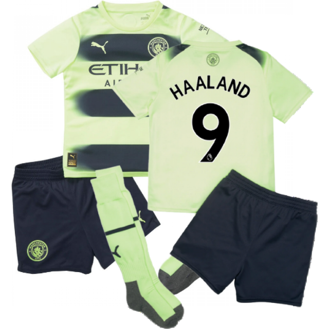 '22-'23 Man City Third Mini Kit (HAALAND 9) Toddler's Yellow 1-2 Toddler Polyester Erling Haaland Manchester City Made By: Puma