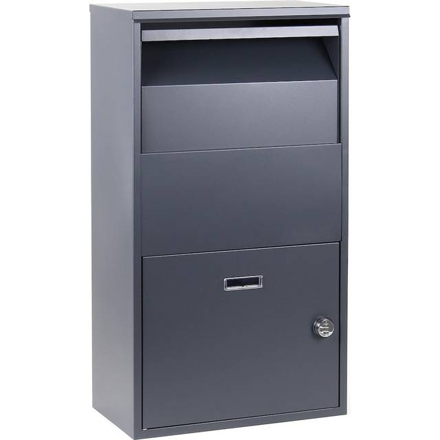 Parcel Drop Box 41x22x75cm in Grey for Large Packets and Letters with Lock for Outdoor Use