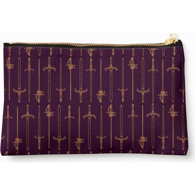 Makeup Bag Swords - Gold Purple Cosmetic Organizer Tyvek Paper Bags Zipper Pouch