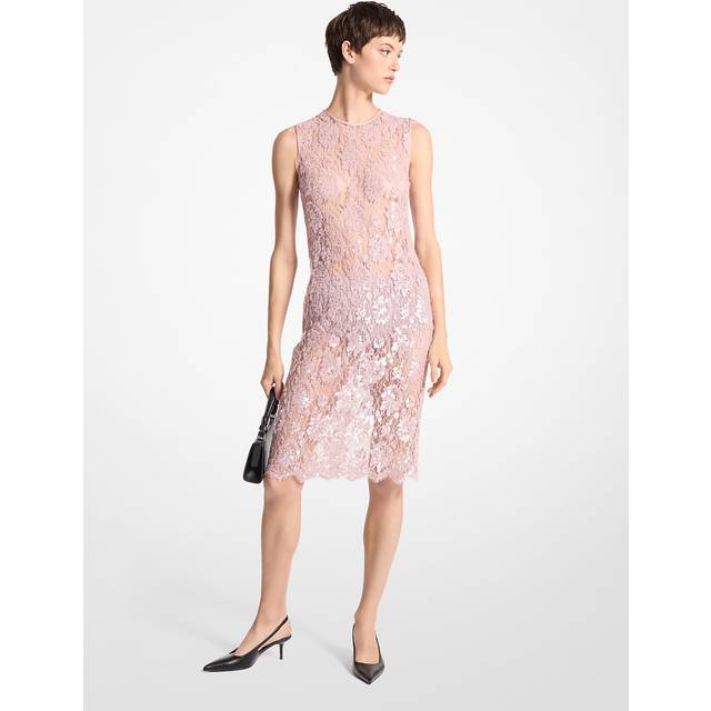 MK Hand-Embroidered Sequin Floral Lace Shift Dress - Pink - Michael Kors - EU38