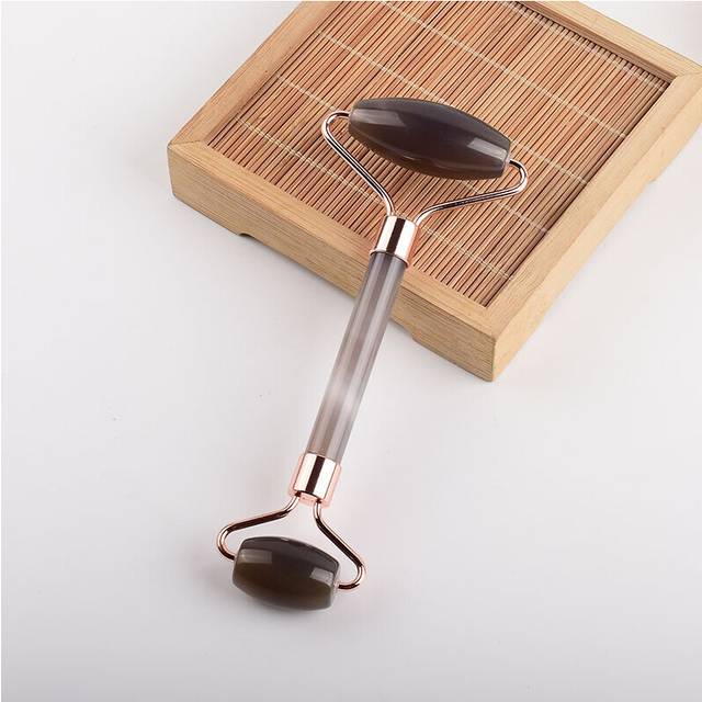(a-roller) Agate Massager Natural Carnelian Crystal Stone Gua Sha Tool Face Roller Head Massage Care Beauty Product Anti Wrinkle Cellulite