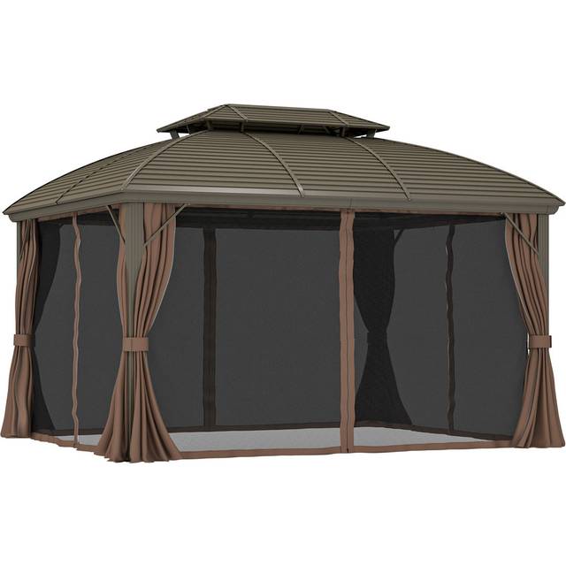 30.5 Ft. W x 25 Ft. D Aluminium Hardtop Gazebo - Coffee (365cm W X 300cm D X 301cm H)