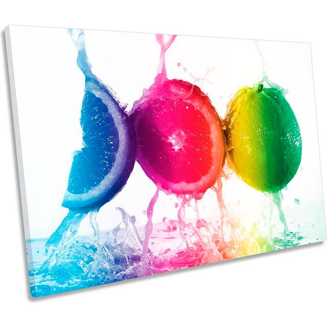 Rainbow Fruit Slices Kitchen Framed CANVAS PRINT Wall Art (30.5cm H x 45.7cm W x 2cm D)