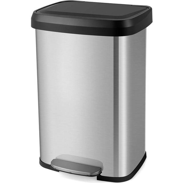 Stainless Steel Step On Rubbish Bin - 50L - Silver