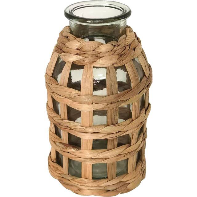 Ancle Decor Home Decorative Water Hyacinth Vase for Home, Natural Style, Elegant and Unique Decoration Accessory - Brown (20cm H X 12cm W X 12cm D)
