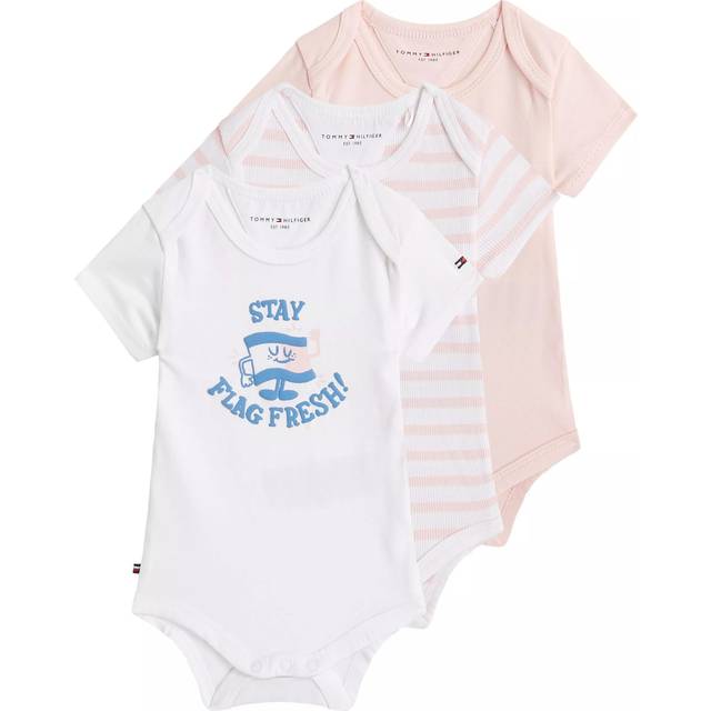 Tommy Hilfiger Baby Girls 3 Pack Short Sleeve Bodysuit Giftbox - Pink, Pink, Size 9-12 Months - 9-12 MONTHS