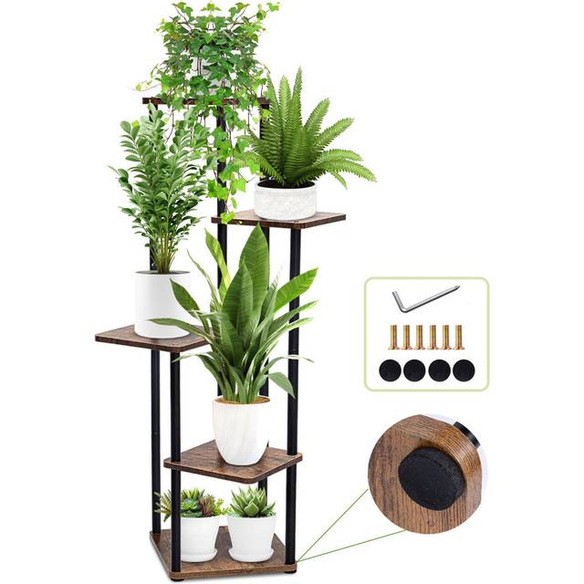 Plant Stand 5 Tier 106 cm Indoor Outdoor Tall Metal Flower Shelf, Corner Flower Pots Holder for Multiple Plants, Tiered Plant Shelf Display Rack for