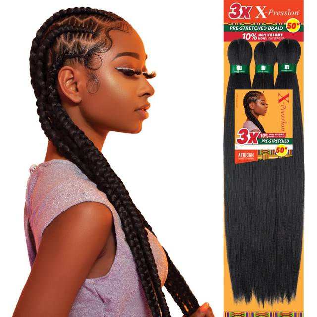 Sensationnel X-pression prestretched braiding hair - 2x braid 50 inch all kanekalon flame retardant synthetic braid for box braids and twists (1 pack