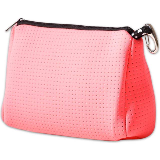 POPUPS Large Makeup Bag with Zipper  Neon Pink - Waterproof Neoprene Cosmetic Bag 7.7 x 10.75 x 5 inches