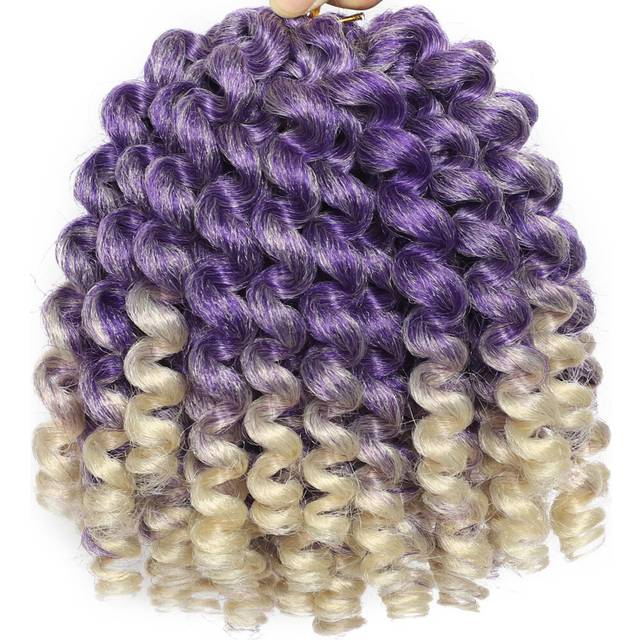 3Packs 2X Ringlet Wand Curl Jamaican Bounce Crochet Braids 8 inch Purple Blonde Crochet Hair Extensions Crochet Braiding Hair 60 Roots Purple Blonde O