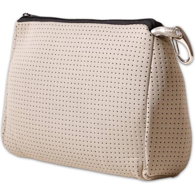 POPUPS Large Makeup Bag with Zipper  Taupe - Waterproof Neoprene Cosmetic Bag 7.7 x 10.75 x 5 inches