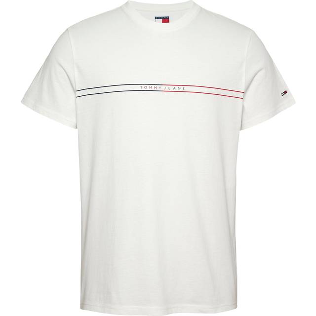 Tommy Jeans Chest Pipe Trim Logo T-Shirt - White, White, Size L, Men