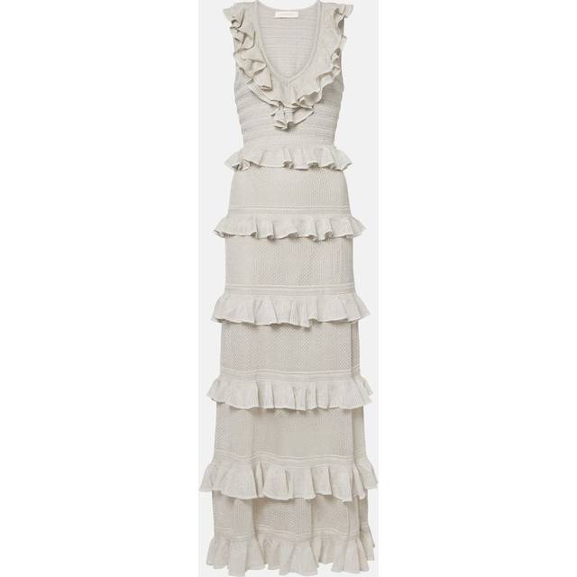 Zimmermann Crush Frilled knitted maxi dress - grey (UK 8)