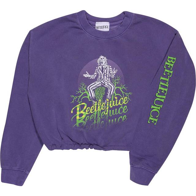 (XL, Purple) Beetlejuice Womens/Ladies 3 Times Crop T-Shirt