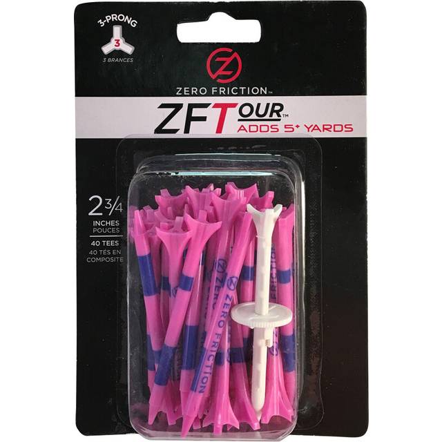 Zero Friction Tour 3-Prong Golf Tees (2-3/4 Inch  Pink  Pack of 40)