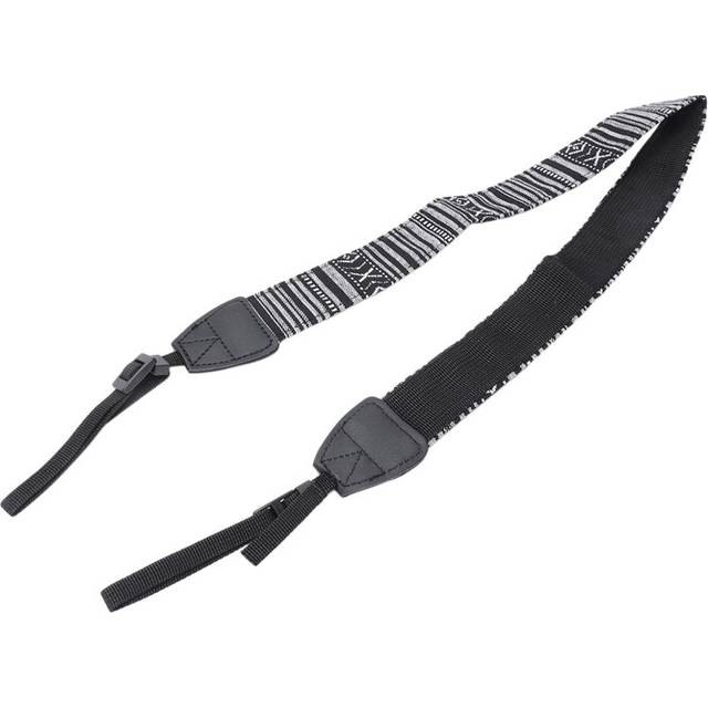 Adjustable Vintage Cotton Leather Camera Strap Shoulder Neck Belt For Slr Cameras Accessories Part(Black+White)