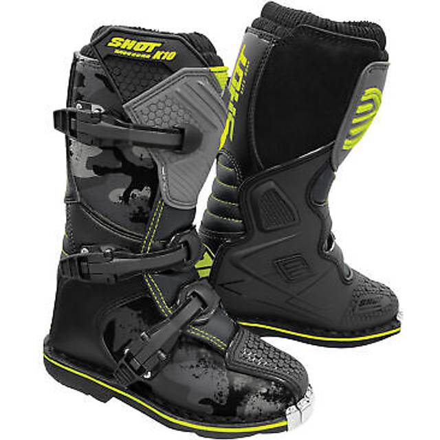 Shot 2020 Kids K10 2.0 Motocross Boots - UK 1 / Eur 33, Black Camo, Black/grey