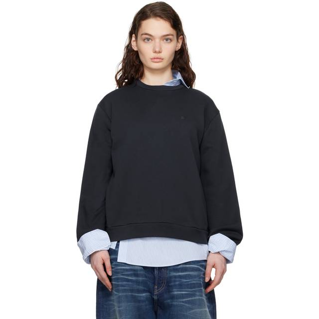 Acne Studios Navy Crew Neck Fleece Sweatshirt - 885 Navy Blue - XXL