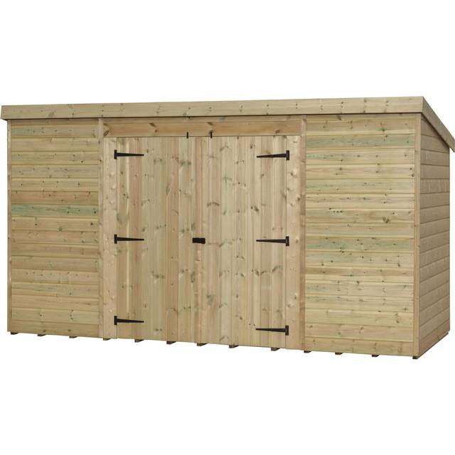 Empire Sheds 5000 12 x 3ft Double Door Tongue and Groove Pent Garden Shed - Green