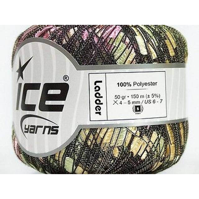 Meadow Ladder Yarn  Pastel Pink  Green  Yellow 50 Gram