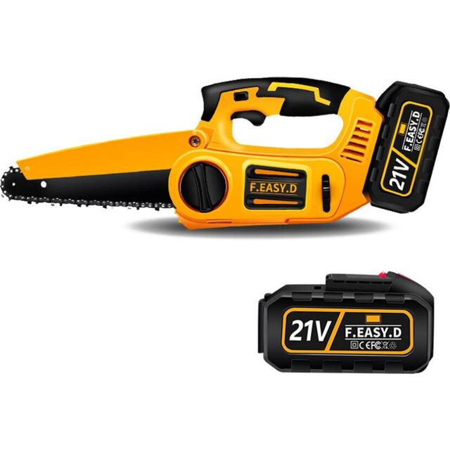 (2 Battery, EU) 21V Rechargeable Wood Spliting Chainsaw 20000RPM Brushless Pruning Saw One-handed Woodworking Tool Garden Orchard Branch Cutting