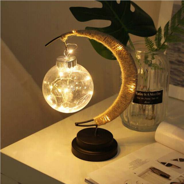 (Clear White) Battery Powered Colourful LED Moon Fairy Night Light Desk Lamp Bedroom Decor