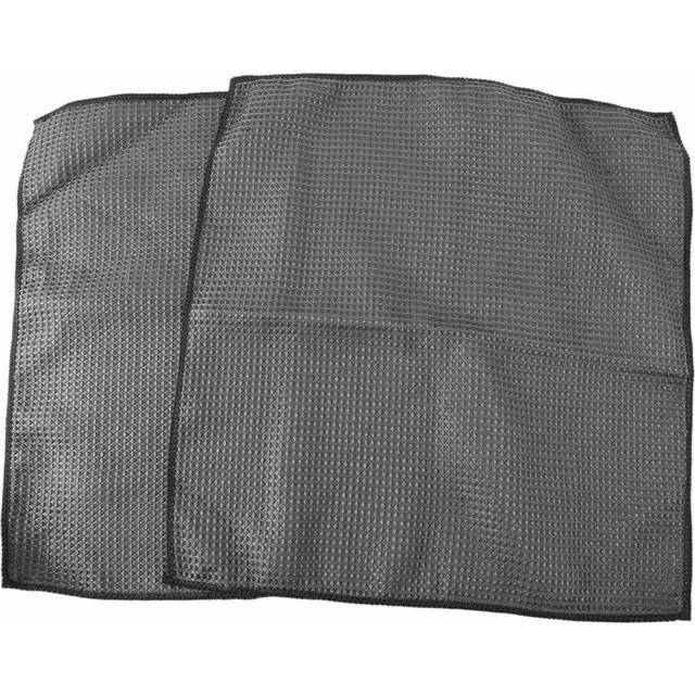 2Pc Car Wash Towel Glass Cleaning Waffle Weave For Kitchen Dark Gray