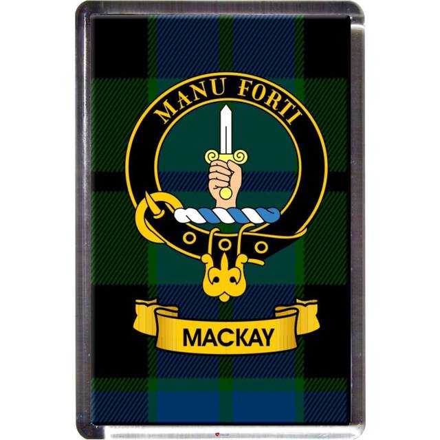 MacKay Tartan Fridge Magnet with Scottish Clan Crest on Clear Acrylic Rectangular Base