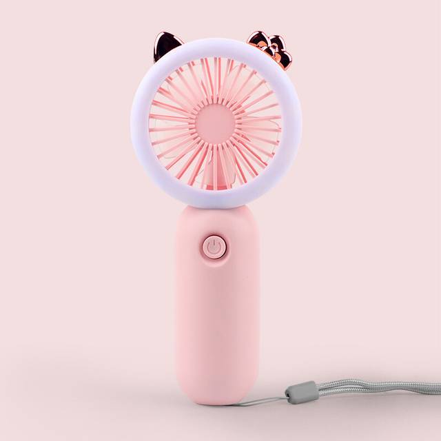 (Pink) Compact Handheld Usb Charging Fan Cartoon Design Perfect Cooling Necessity