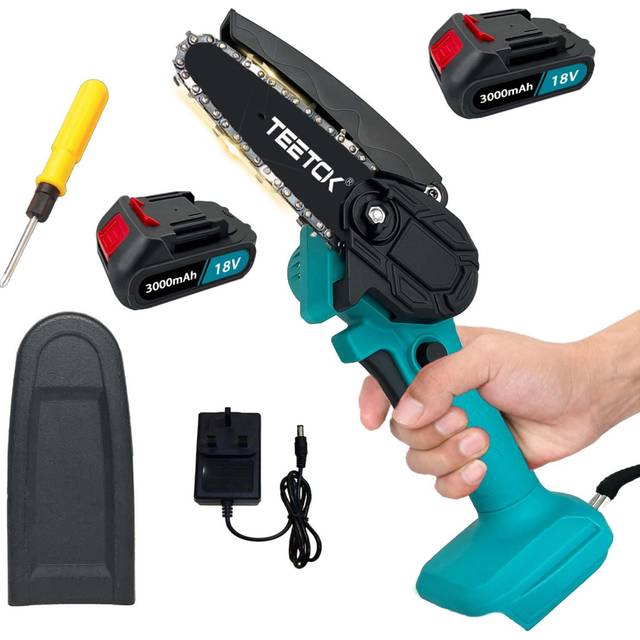 Mini Chainsaw, 4 Inch Electric Branch Saw,2x3.0A Battery and Chargerï¼Compatible with Makita Battery