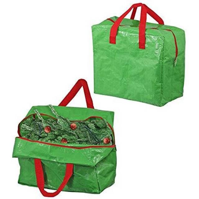 Large Christmas Decorations Baubles Bag Xmas Tree Organiser Bag (Pack of 2, Green, 50L)