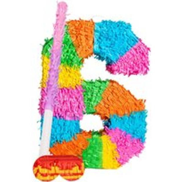 Large Number 6 Pinata Party Set - Pink Stick