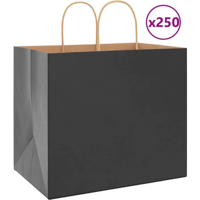 vidaXL Paper Bags 250 pcs with Handles Black 32x22x28 cm