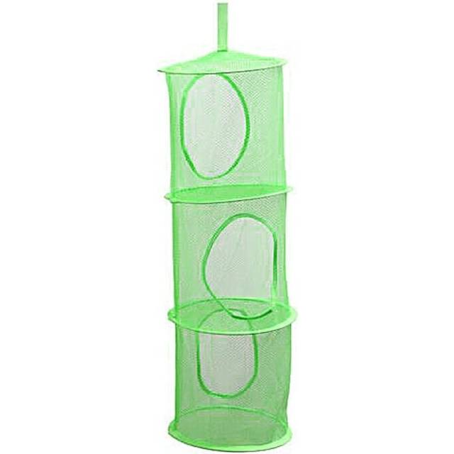 (a-Green) 3 Shelf Net Kids Toy Organizer Bag Home Mesh Hanging Storage Bedroom Wall Door Closet
