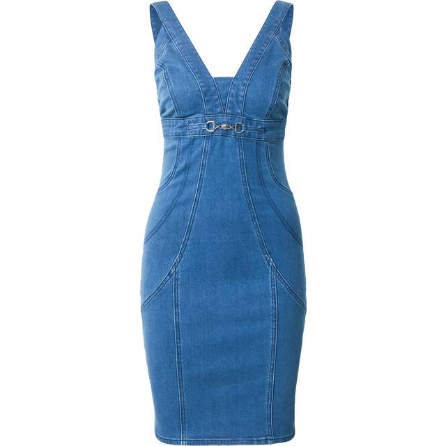 Guess Bodycon Silk-Blend Denim Mini Dress - Blue