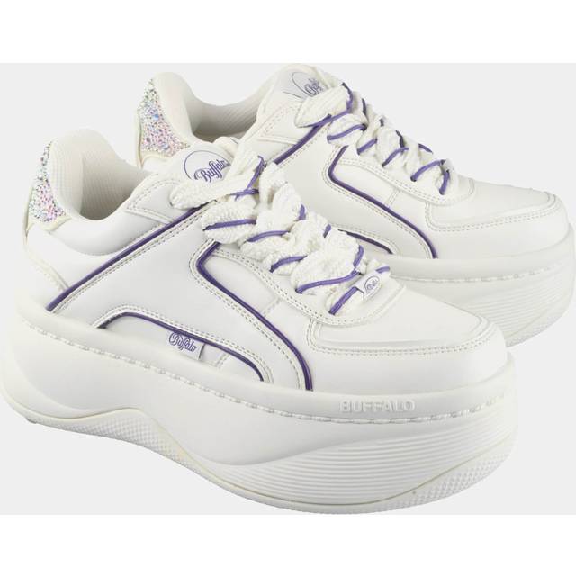(5) Buffalo Orcus Luxe Vegan Womens Platform Boots in White Purple