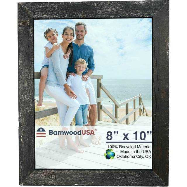 BARNWOODUSA | Farmhouse 8x10 Picture Frame | 1 1/2 inch Molding | 100% Reclaimed Wood | Rustic | Smokey Black