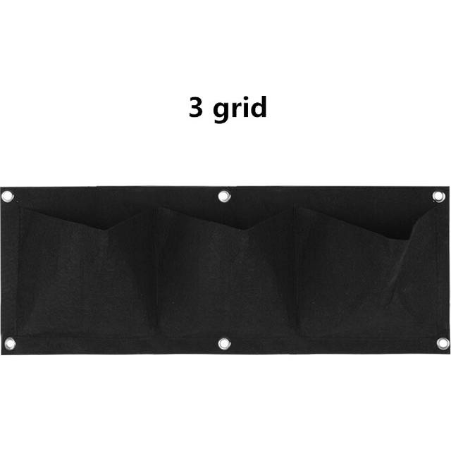 (3 grid black) Wall Hanging Plant Growing Kits Bags 24 Size Pockets Green Bag Planter