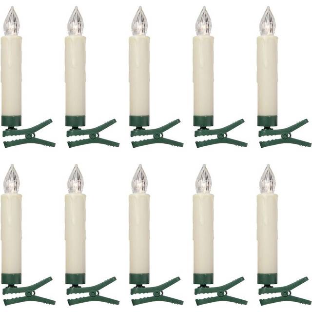 "10pk XMAS LED 4"" Taper Candles Battery Powered with Remote Control Timer & Clip"