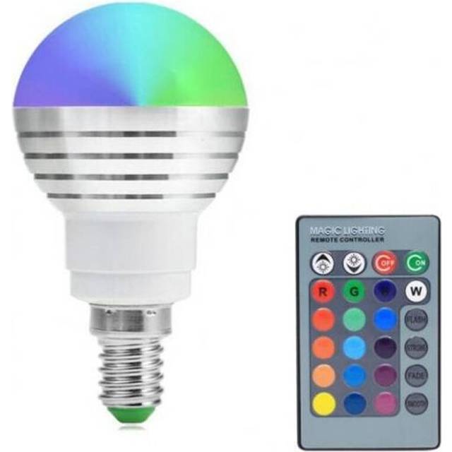 E14 3W Rgb Led Ball Bulb With Remote Control 16 Color Change Ac85 265V Multi 8.6 X 4.9Cm Light Bulbs