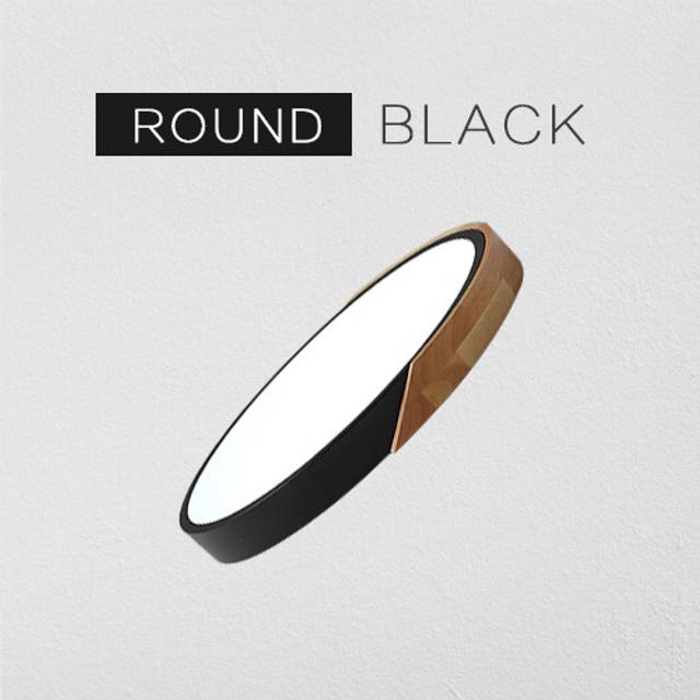 (Black Round, Natural White NO RC) Wooden Round Square LED Ceiling Light Bedroom Light Neutral White Cool White Warm White 36W 24W 18W  LED Ceiling Li