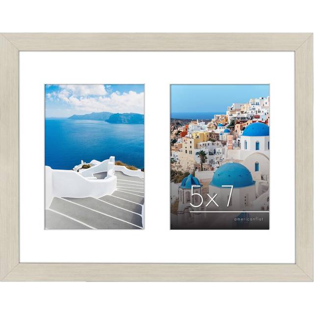 Americanflat 5x7 Double Picture Frame in Light Wood - Use as One 11x14 Picture Frame Without Mat or Two 5x7 Frames with Mat - Photo Frame wi