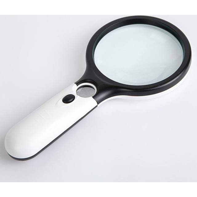 45X Handheld Magnifying Glass with 3 LED Light Magnifier Jewelry Loupe Lens