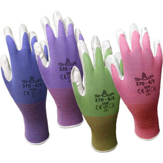 12 Pack Showa Atlas NT370 Atlas Nitrile Garden Gloves - Small Assorted Colors
