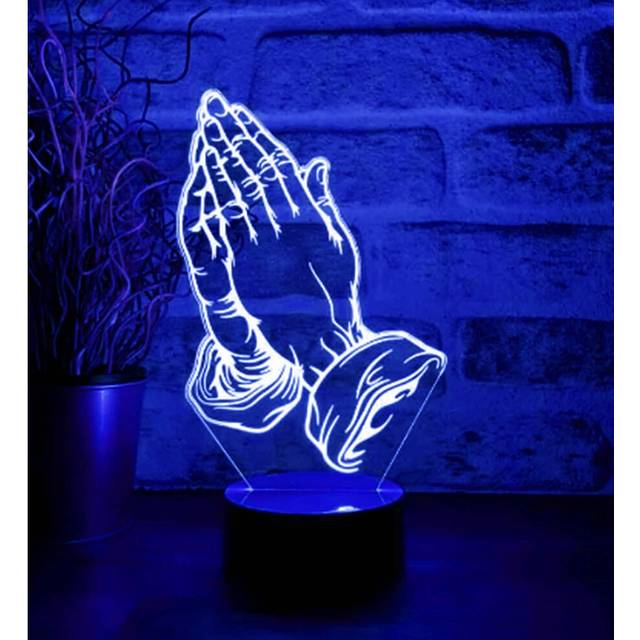 3D Pray Night Light Lamp Illusion 7 Color Changing Touch Switch Table Desk Decoration Lamps Acrylic Flat ABS Base USB Cable Birthday Gift Toys